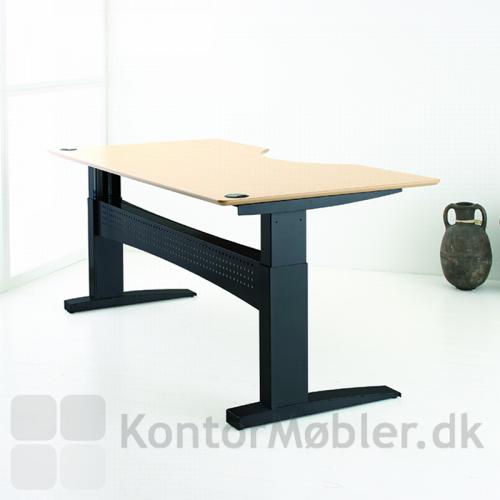 Consets 501-11 hæve sænke bord med sort stål stel og ahorn plade