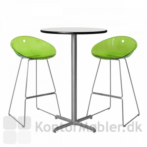 Cafébord med hvid kompaktlaminat bordplade og IF søjle 