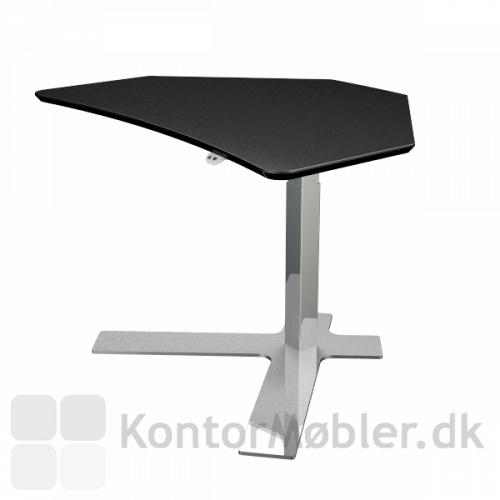 Delta enkeltsøjlet hæve sænke bord - her med 110x80 cm plade i sort linoleum