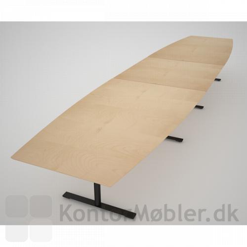 Stort tre-delt konferencebord fra danske Dencon - Her med ahorn finer og sort stel