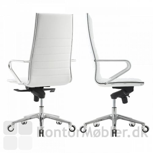 Classic Executive kontorstol med hvid læderpolstring