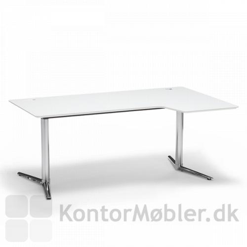 Switch hæve-/sænkebord med hvid bordplade og krom stel