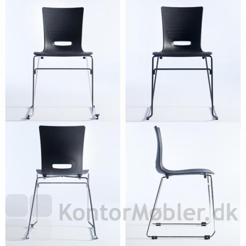 Groovy stol med meder, vælg mellem krom og sort stel