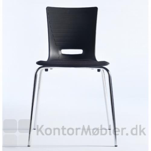 Groovy stol med sort skal og krom ben