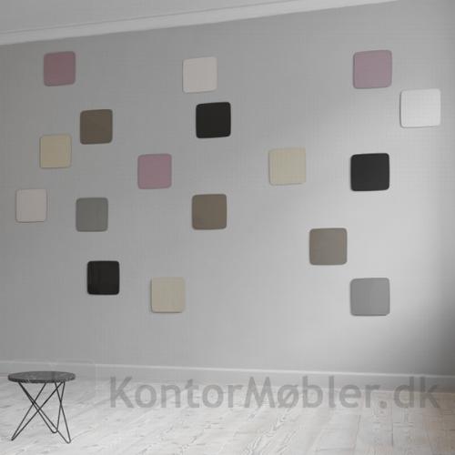 Mood Flow Wall glastavler brugt som dekoration på væg - med spændende farve kombination