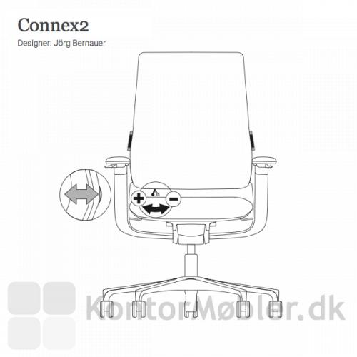 Connex2 kontorstol kan indstilles i lænden med 2 cm