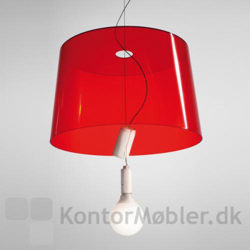 Enkel loftlampe med transparent skærm i farven rød