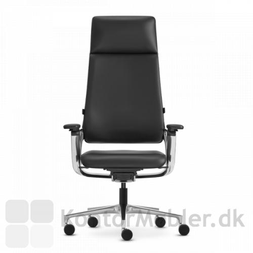Connex2 kontorstol med læderpolstring og bred nakkestøtte CNX95, hvilket forlænger ryggen med 20 cm - bemærk, vælges stolen med nakkestøtte er ryggen fuldpolstret