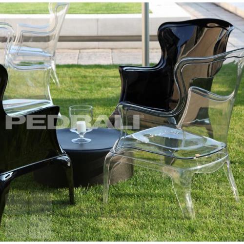 Pasha loungestol i klar transparent og sort gennemfarvet