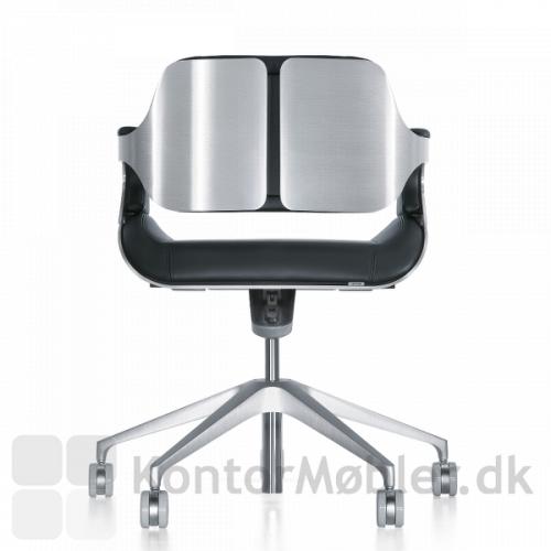 Silver 162S kontorstol med børstet aluminium ryg og stel