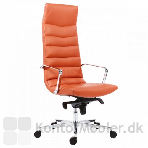 Shiny kontorstol med høj ryg i farvet læder eller kunstlæder