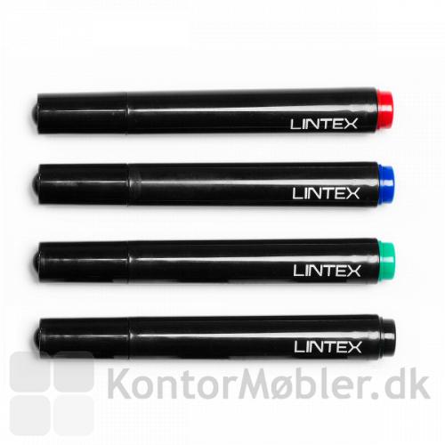 Lintex penne i farverne sort, rød, blå og grøn