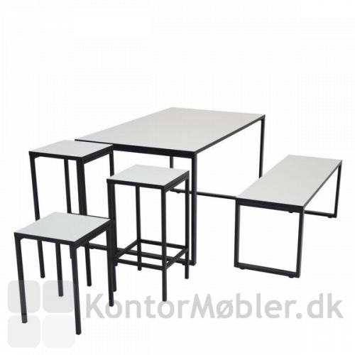 O-bord kantinebord kombineret med O-bænk og Square taburetter