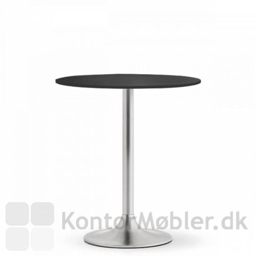 Dream cafébord med sort bordplade i nano laminat og stel i børstet stål