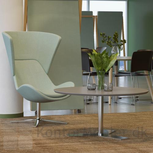 Delta rundt mødebord i laminat kan også bruges til pause områder. Her er valgt bordhøjde 50 cm