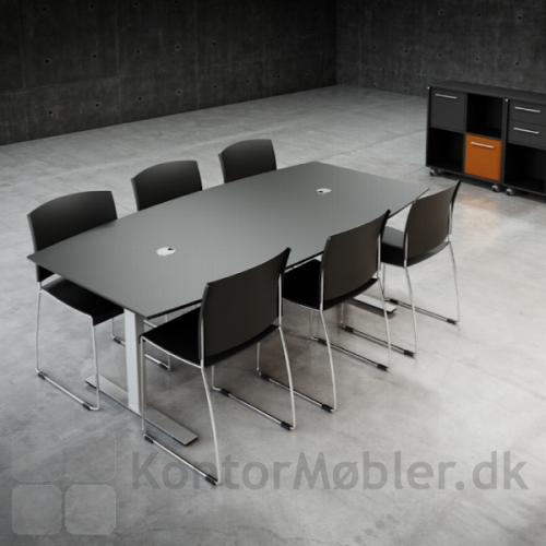 Mødebord med bordplade i linoleum og alu stel