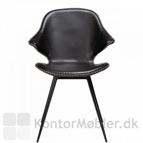Karma restaurantstol fra Dan-Form i sort vintage kunstlæder - Flot og karakteristisk