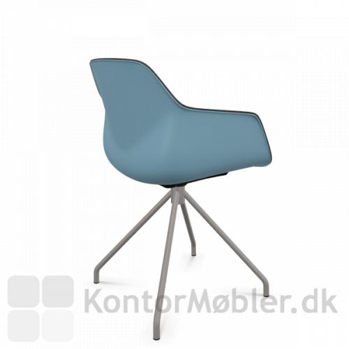 FourMe 11 mødestol med aqua blå skal og stel i farven varm grå