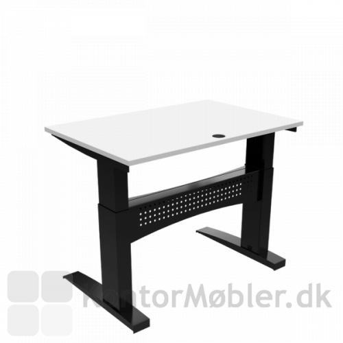 Conset 501-11 hæve sænke bord med hvid bordplade 120x80 cm og sort stel