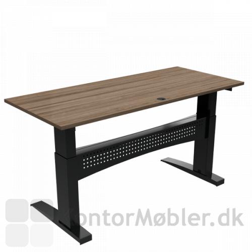 Conset 501-11 hæve sænke bord med valnød bordplade 180x80 cm og sort stel