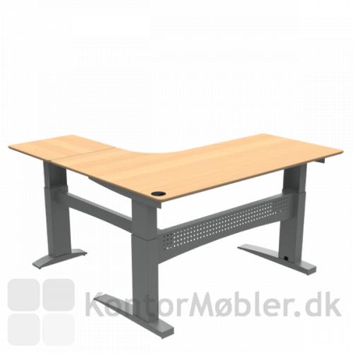 Conset 501-11 hæve sænke bord med finér bordplade. Højrevendt med sidebord - kontakt os for yderligere information