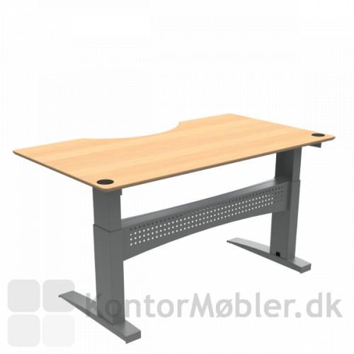 Conset 501-11 hæve sænke bord med finér bordplade og centerbue udskæring
