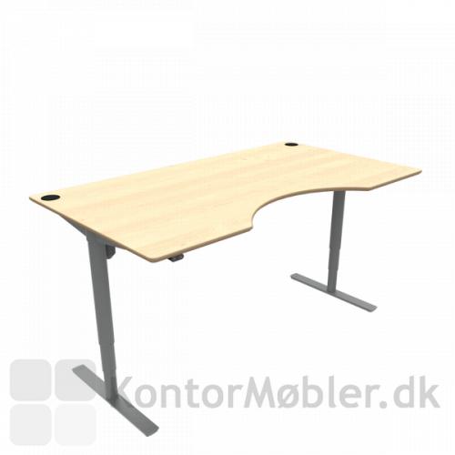 Conset 501-49 hæve sænke bord med ahorn finér bordplade og sølv stel