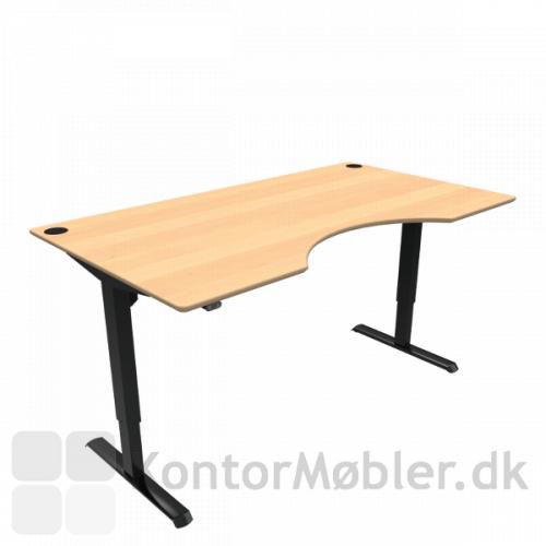 Conset 501-33 hæve sænke bord med center udskæring i finér bordpladen