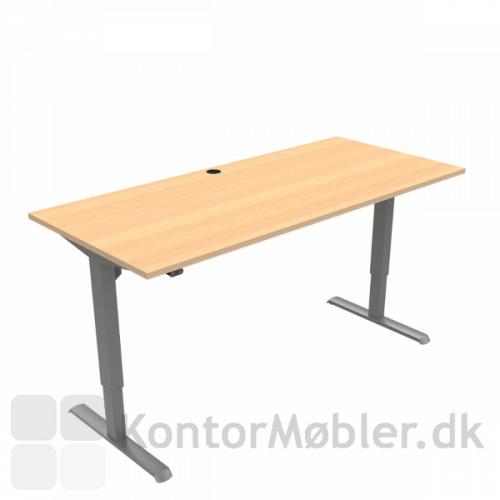 Conset 501-33 hæve sænke bord med bordplade i bøg melamin 180x80 cm, sølv ben
