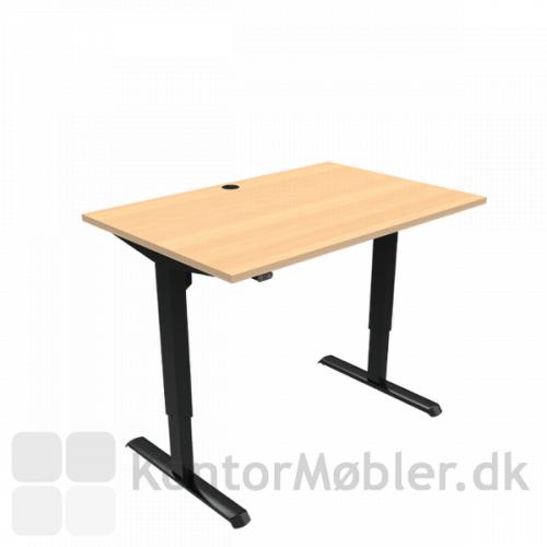 Conset 501-33 hæve sænke bord med bordpladestørrelse 120x80 cm, sorte ben