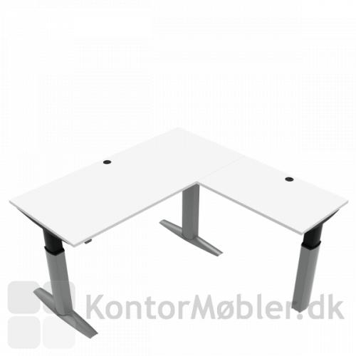 Conset 501-23 hæve sænke bord m. sidebord. Bordstørrelse 180x80 cm sidebord 100x60 cm