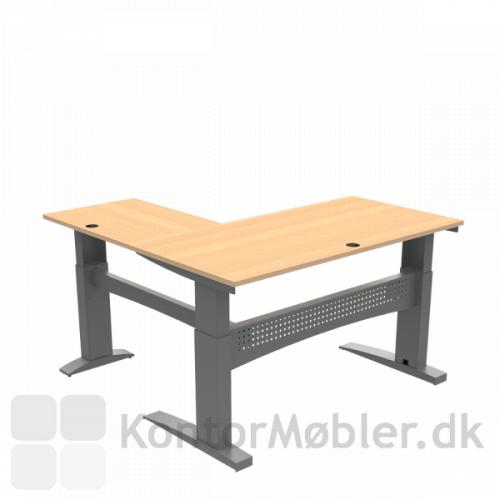 Conset 501-11 hæve sænke bord m. sidebord. Bordstørrelse 160x80 cm sidebord 80x60 cm