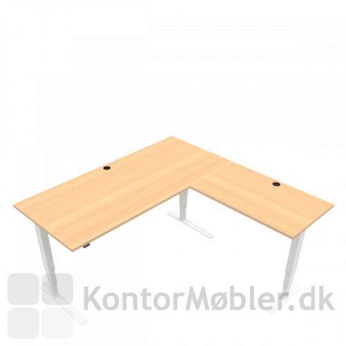 Conset 501-43 hæve sænke bord m. sidebord. Bordstørrelse 180x80 cm sidebord 100x60 cm
