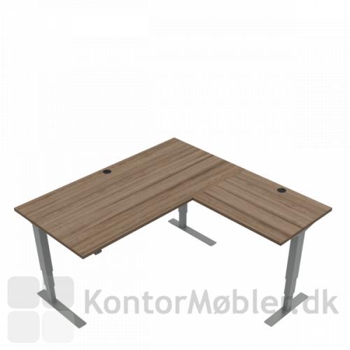 Conset 501-37 hæve sænke bord m. sidebord. Bordstørrelse 160x80 cm sidebord 80x60 cm