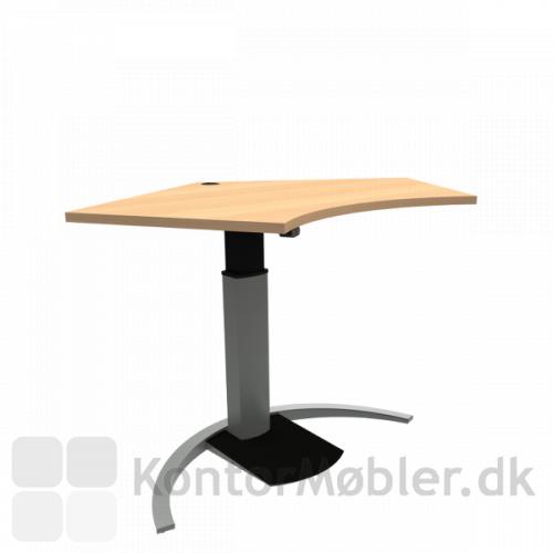 Conset 501-19 Design hæve sænke bord med bøg melamin bordplade og sølv stel
