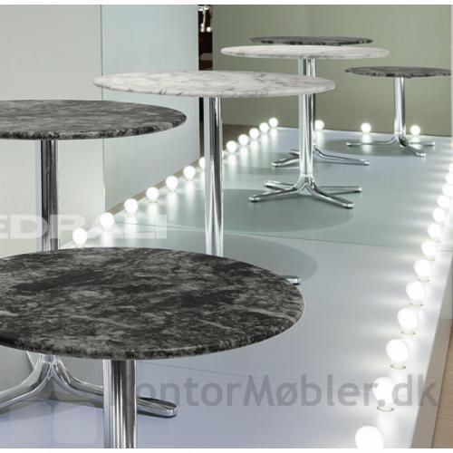 Inox marmor cafebord, marmor bordplader i sort og hvid