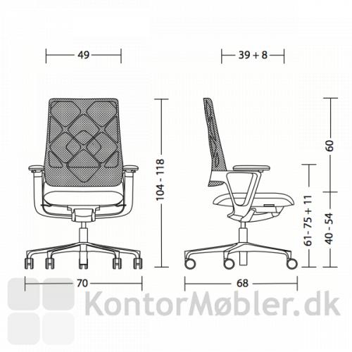 Connex2 kontorstol med netryg med sædevandring fra 40 til 54 cm
