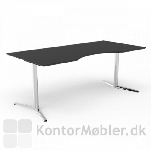 Switch hæve sænke bord med sort bordplade i linoleum og krom design stel
