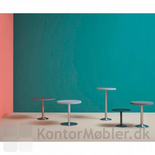 Cafebord med Tonda eller Inox søjle i forskellige farver.