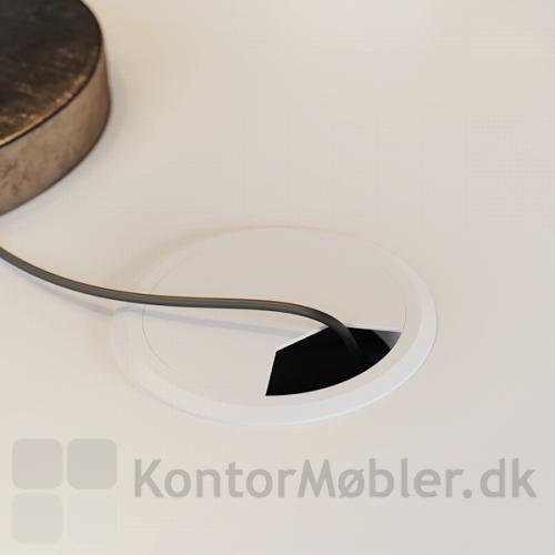 Kabelgennemføring til Delta bord Ø8 cm i hvid plast