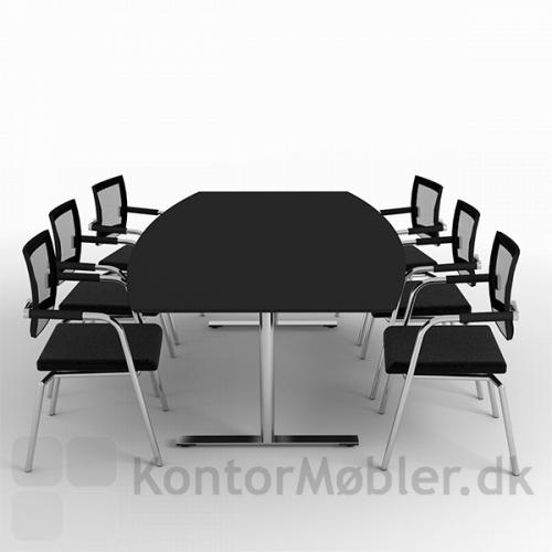 Dencon Delta mødebord i sort linoleum  - Sort, hvidt eller alu stel. 