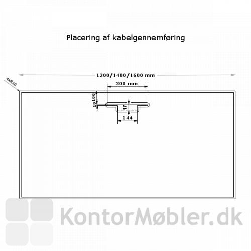Delta hæve-sænkebord i hvid laminat med kabelgennemføring og kabelbakke. Fås i størrelserne 80x120, 80x140 og 80x160 cm. 