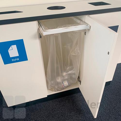 Affaldssorteringsskab 3 moduler har udtræk til affaldsposerne