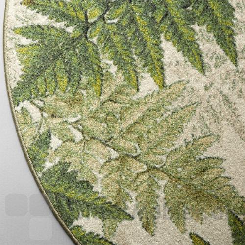 Create tæppe med mønsteret Botanic i farverne lime og beige nuancer, med lys grøn overlook kant