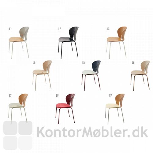 Magnus Olesen Ø Chair kan købes i disse 9 varianter, både med og uden sædepolstring