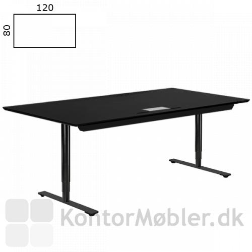 Delta hæve-sænkebordet i sort er et enkelt og ergonomisk skrivebord til kontor