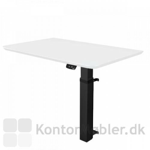 Delta hæve sænke bord - vægmonteret - Bordplade i hvid laminat, stel i sort