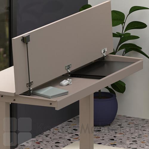 Conset skrivebord med skuffe, løft split bordpladen og skuffen er nem at bruge