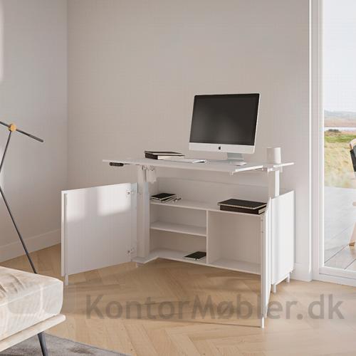 Conset skrivebord til hjemmekontor - Løft bordpladen op, den låser automatisk ved 90 grader