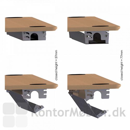 Kabelbakke til ConSet bord kan ved montering vælges i 2 højder